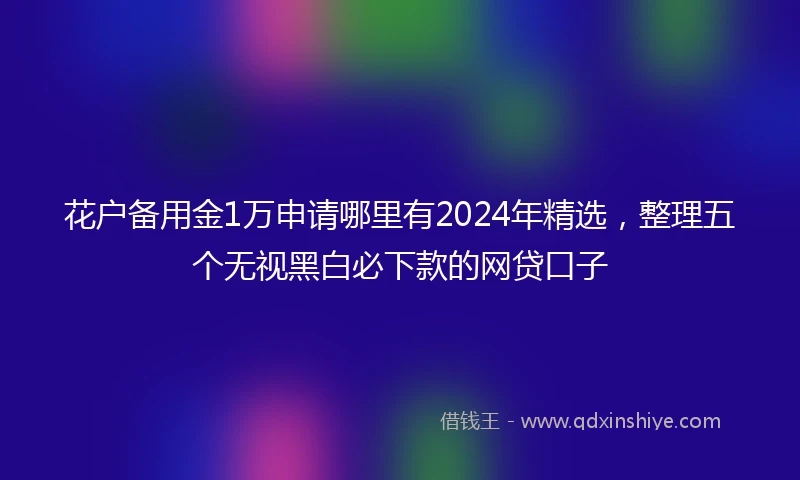花户备用金1万申请哪里有2024年精选，整理五个无视黑白必下款的网贷口子