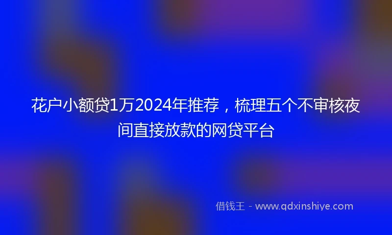 花户小额贷1万2024年推荐，梳理五个不审核夜间直接放款的网贷平台