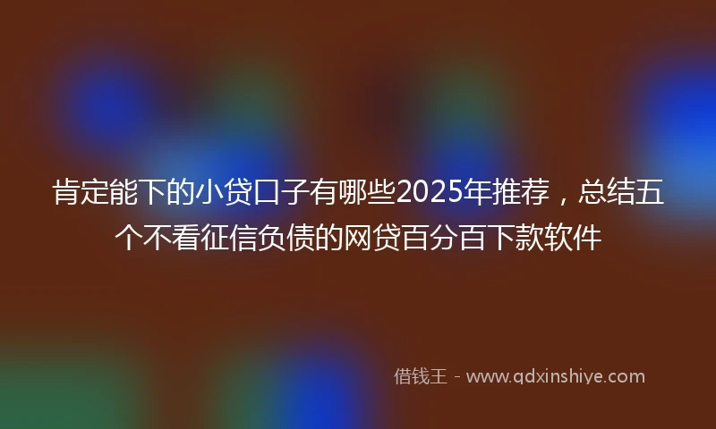 肯定能下的小贷口子有哪些2025年推荐，总结五个不看征信负债的网贷百分百下款软件