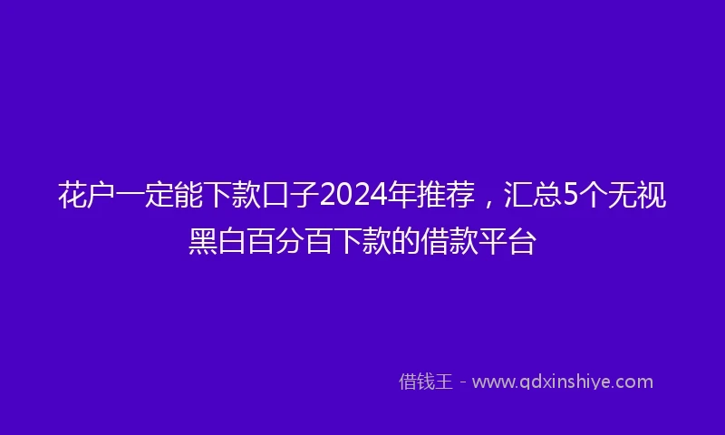花户一定能下款口子2024年推荐，汇总5个无视黑白百分百下款的借款平台