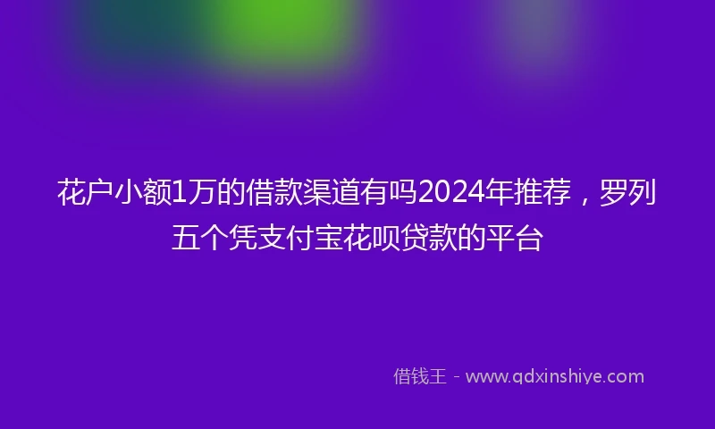 花户小额1万的借款渠道有吗2024年推荐，罗列五个凭支付宝花呗贷款的平台