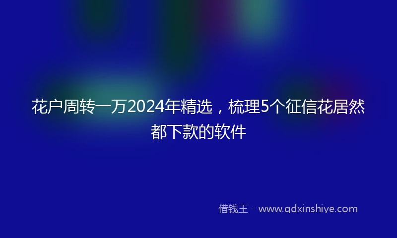 花户周转一万2024年精选，梳理5个征信花居然都下款的软件