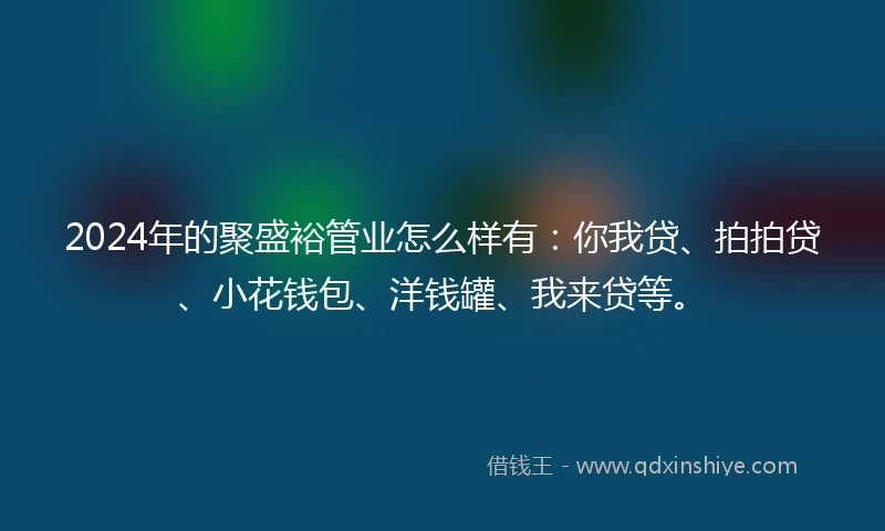 2024年的聚盛裕管业怎么样有：你我贷、拍拍贷、小花钱包、洋钱罐、我来贷等。