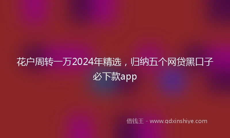 花户周转一万2024年精选，归纳五个网贷黑口子必下款app