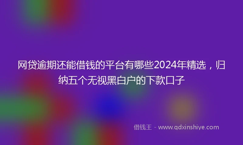 网贷逾期还能借钱的平台有哪些2024年精选，归纳五个无视黑白户的下款口子