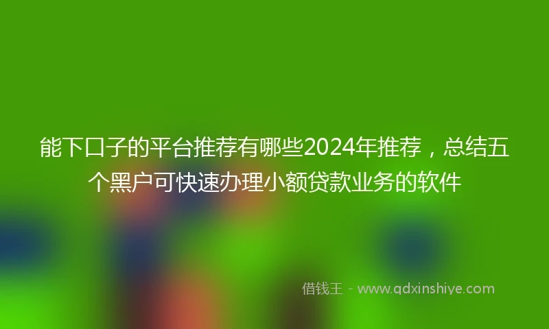 能下口子的平台推荐有哪些2024年推荐，总结五个黑户可快速办理小额贷款业务的软件