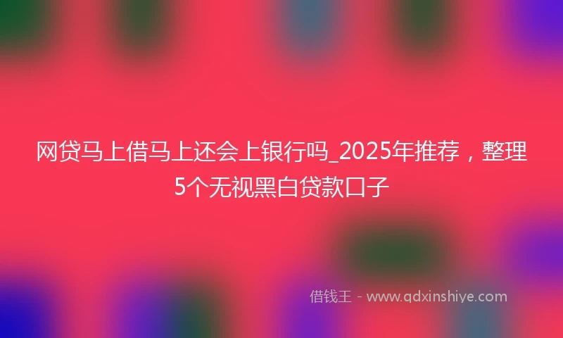 网贷马上借马上还会上银行吗_2025年推荐，整理5个无视黑白贷款口子