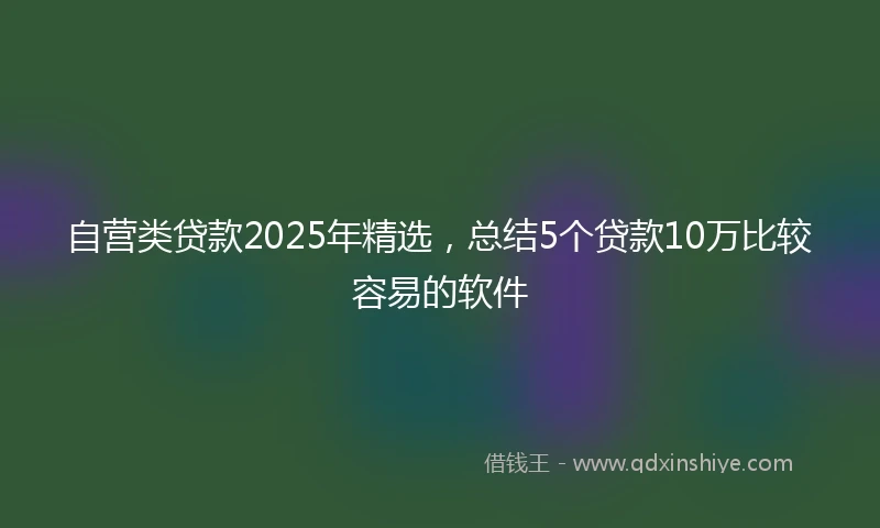 自营类贷款2025年精选，总结5个贷款10万比较容易的软件