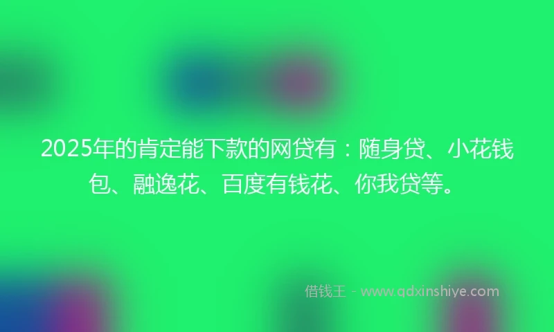2025年的肯定能下款的网贷有：随身贷、小花钱包、融逸花、百度有钱花、你我贷等。