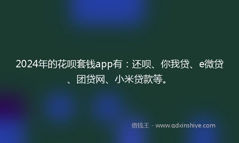 2024年的花呗套钱app有：还呗、你我贷、e微贷、团贷网、小米贷款等。