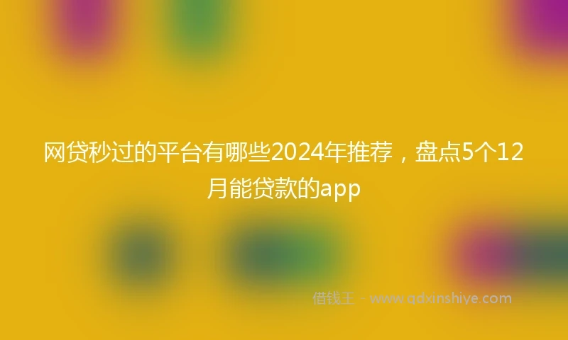 网贷秒过的平台有哪些2024年推荐，盘点5个12月能贷款的app
