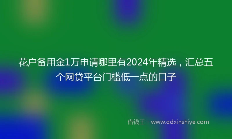 花户备用金1万申请哪里有2024年精选，汇总五个网贷平台门槛低一点的口子