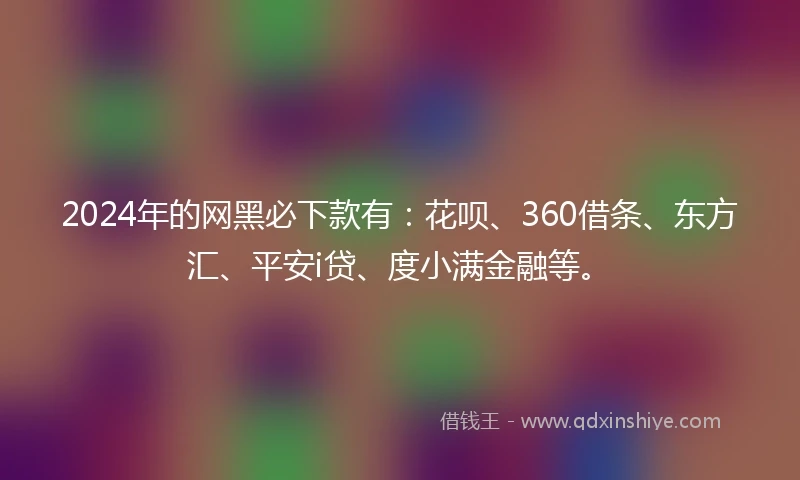 2024年的网黑必下款有：花呗、360借条、东方汇、平安i贷、度小满金融等。