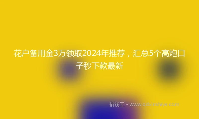 花户备用金3万领取2024年推荐，汇总5个高炮口子秒下款最新