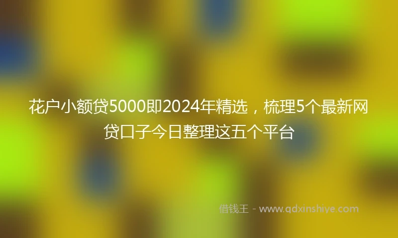 花户小额贷5000即2024年精选，梳理5个最新网贷口子今日整理这五个平台