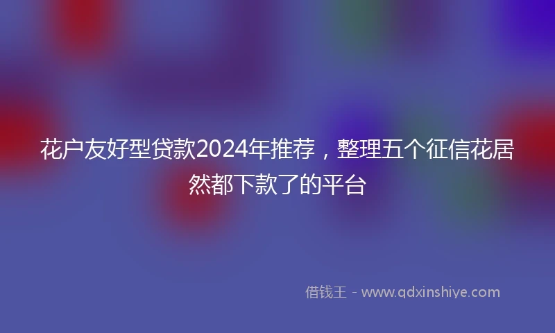 花户友好型贷款2024年推荐，整理五个征信花居然都下款了的平台