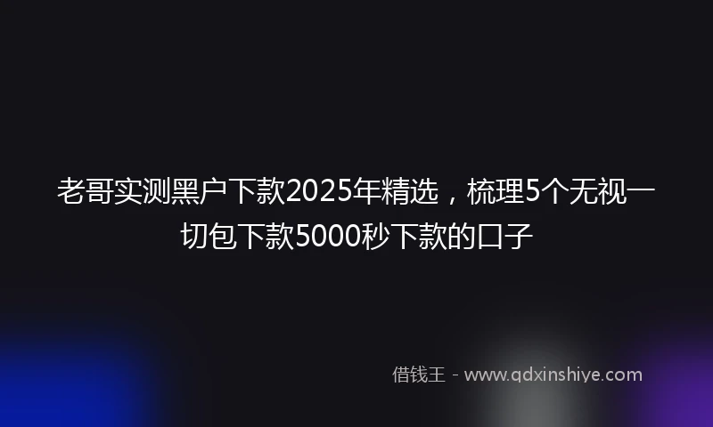 老哥实测黑户下款2025年精选，梳理5个无视一切包下款5000秒下款的口子
