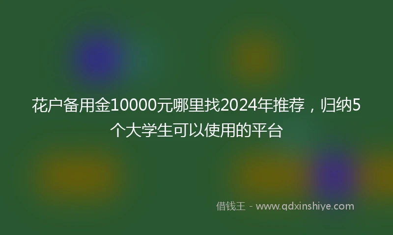 花户备用金10000元哪里找2024年推荐,归纳5个大学生可以使用的平台