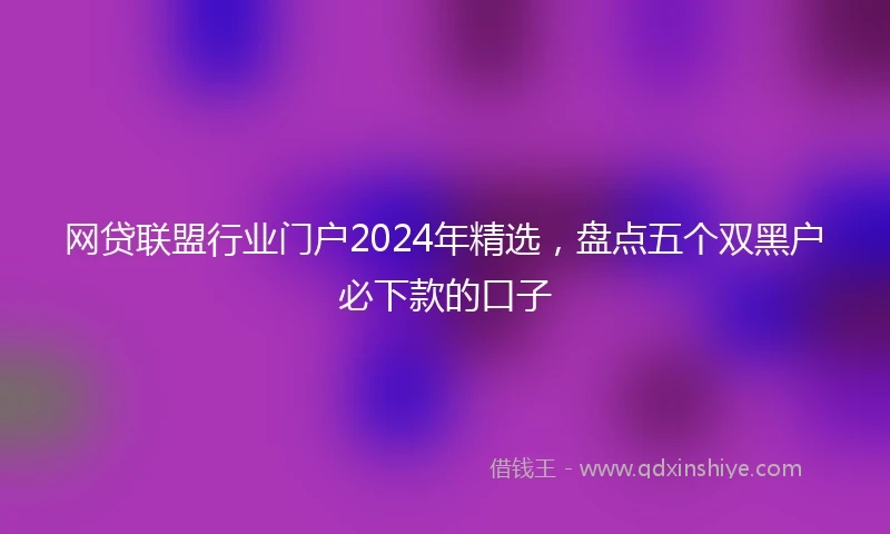 网贷联盟行业门户2024年精选，盘点五个双黑户必下款的口子