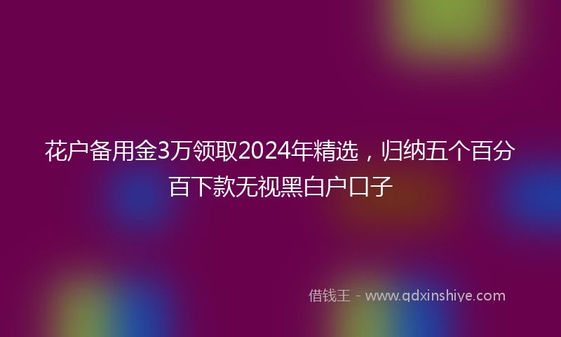 花户备用金3万领取2024年精选，归纳五个百分百下款无视黑白户口子