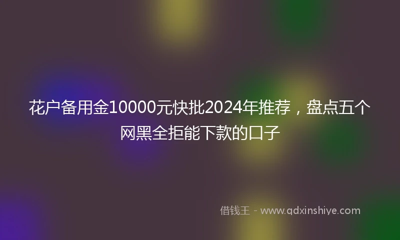 花户备用金10000元快批2024年推荐，盘点五个网黑全拒能下款的口子