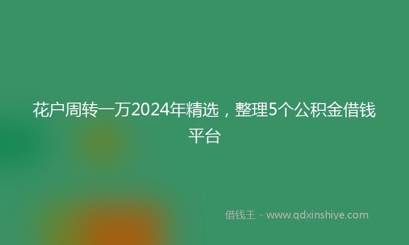 花户周转一万2024年精选，整理5个公积金借钱平台