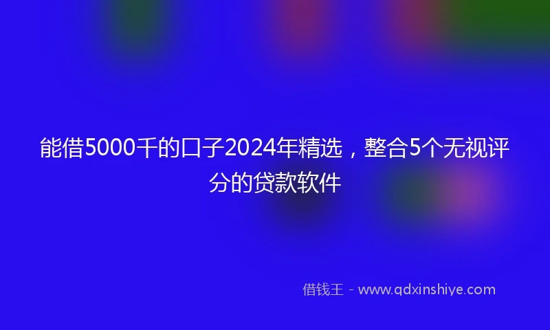 能借5000千的口子2024年精选，整合5个无视评分的贷款软件