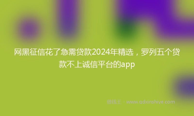 网黑征信花了急需贷款2024年精选，罗列五个贷款不上诚信平台的app