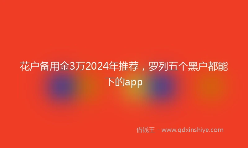 花户备用金3万2024年推荐，罗列五个黑户都能下的app