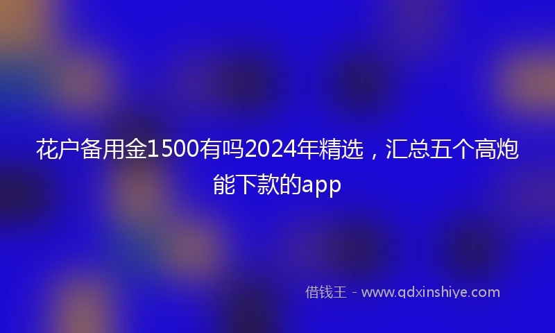 花户备用金1500有吗2024年精选，汇总五个高炮能下款的app