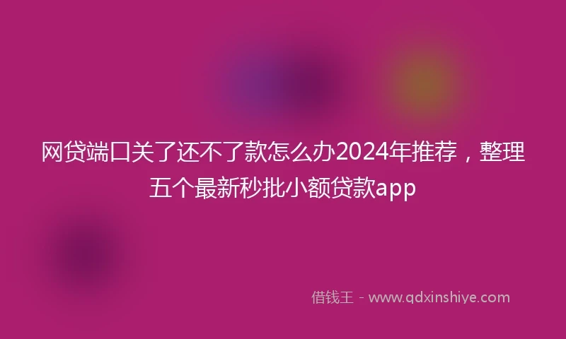 网贷端口关了还不了款怎么办2024年推荐，整理五个最新秒批小额贷款app