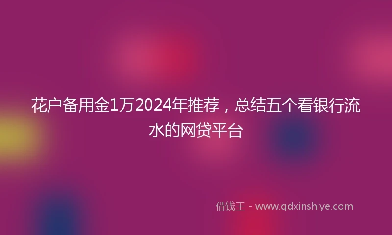 花户备用金1万2024年推荐，总结五个看银行流水的网贷平台