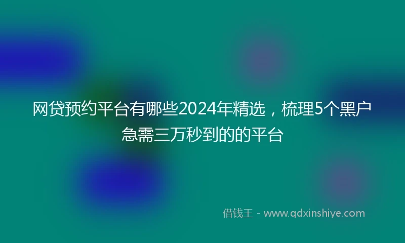 网贷预约平台有哪些2024年精选，梳理5个黑户急需三万秒到的的平台