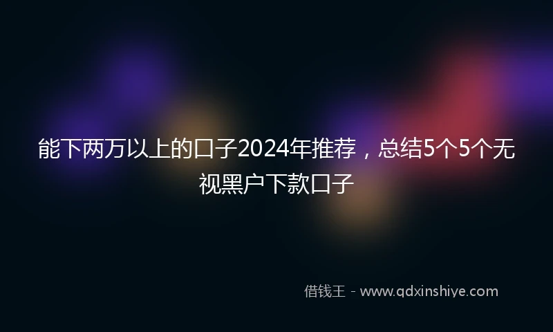 能下两万以上的口子2024年推荐，总结5个5个无视黑户下款口子