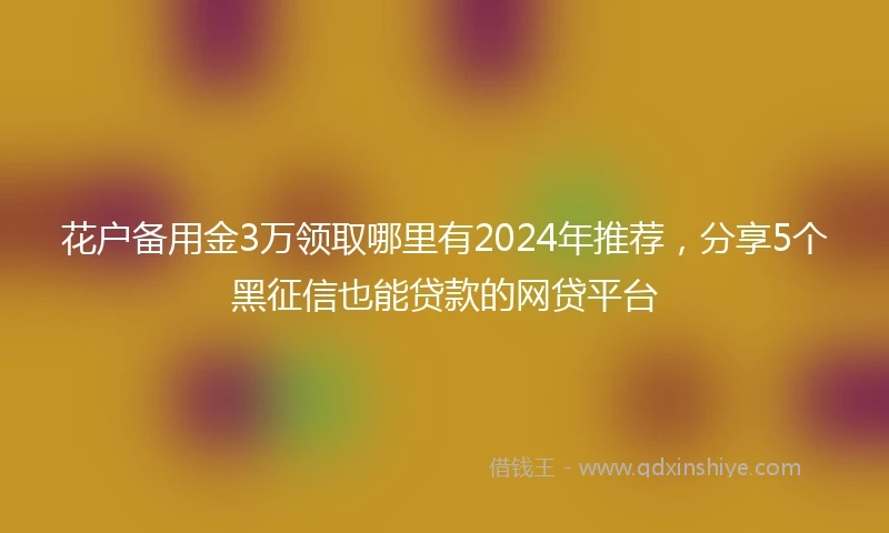 花户备用金3万领取哪里有2024年推荐，分享5个黑征信也能贷款的网贷平台