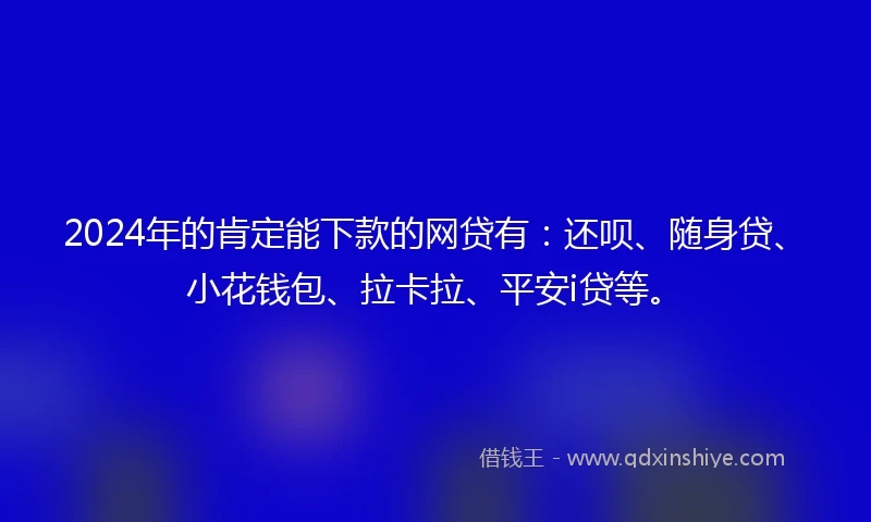 2024年的肯定能下款的网贷有：还呗、随身贷、小花钱包、拉卡拉、平安i贷等。