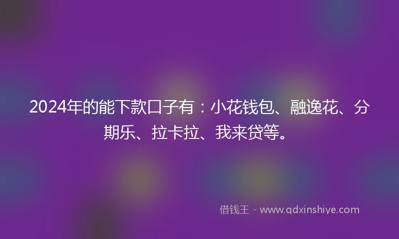 2024年的能下款口子有：小花钱包、融逸花、分期乐、拉卡拉、我来贷等。