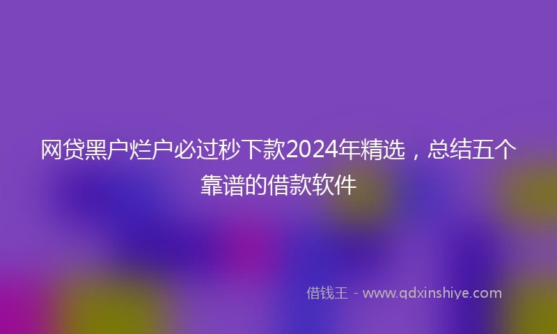 网贷黑户烂户必过秒下款2024年精选，总结五个靠谱的借款软件