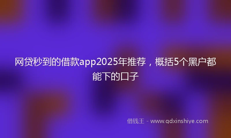 网贷秒到的借款app2025年推荐，概括5个黑户都能下的口子