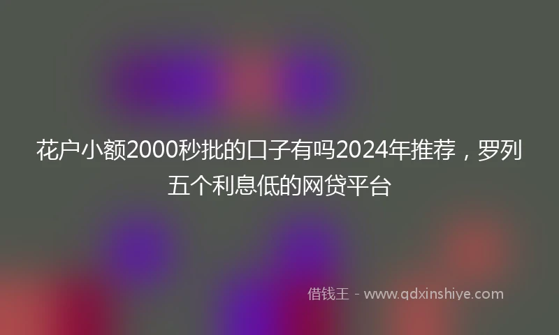 花户小额2000秒批的口子有吗2024年推荐，罗列五个利息低的网贷平台