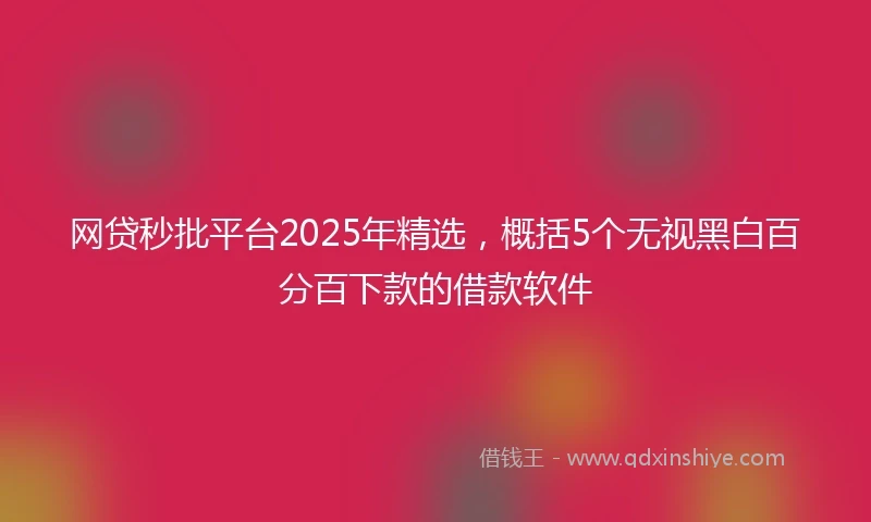 网贷秒批平台2025年精选，概括5个无视黑白百分百下款的借款软件