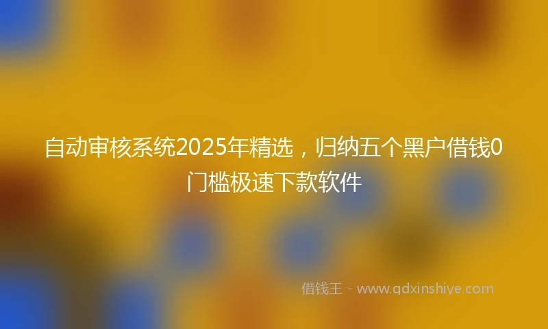 自动审核系统2025年精选，归纳五个黑户借钱0门槛极速下款软件