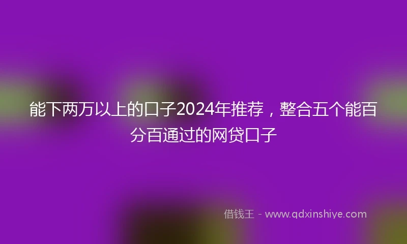 能下两万以上的口子2024年推荐，整合五个能百分百通过的网贷口子