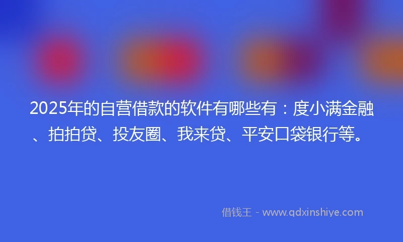 2025年的自营借款的软件有哪些有：度小满金融、拍拍贷、投友圈、我来贷、平安口袋银行等。