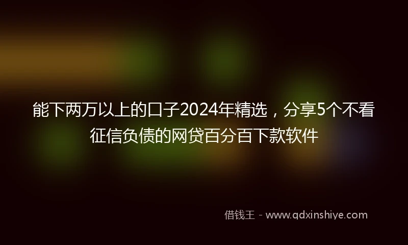 能下两万以上的口子2024年精选，分享5个不看征信负债的网贷百分百下款软件