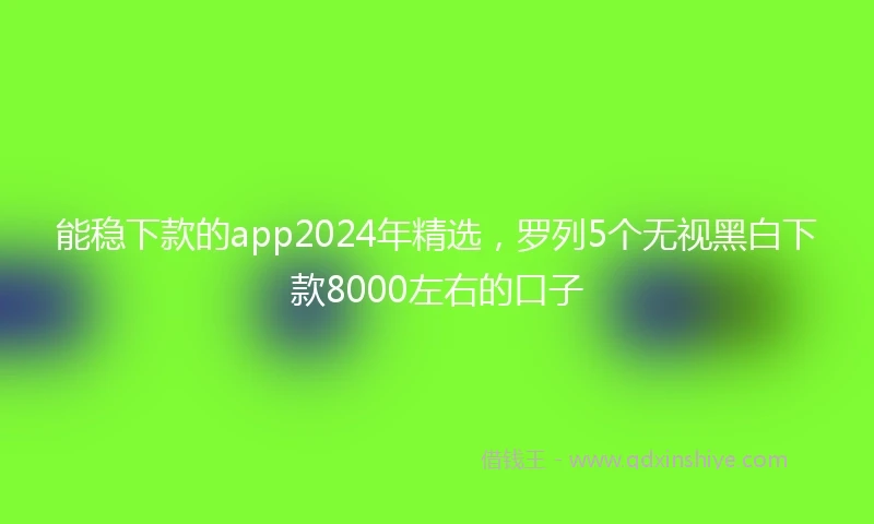 能稳下款的app2024年精选，罗列5个无视黑白下款8000左右的口子