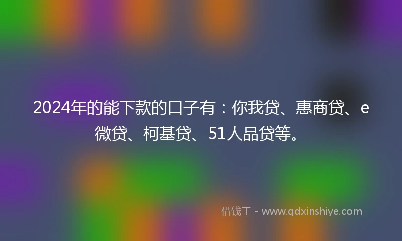 2024年的能下款的口子有：你我贷、惠商贷、e微贷、柯基贷、51人品贷等。