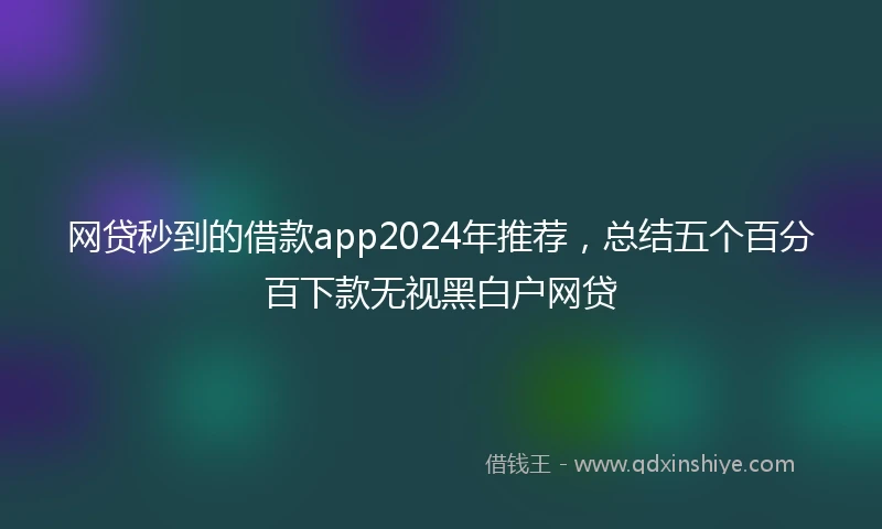 网贷秒到的借款app2024年推荐，总结五个百分百下款无视黑白户网贷