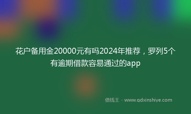 花户备用金20000元有吗2024年推荐，罗列5个有逾期借款容易通过的app