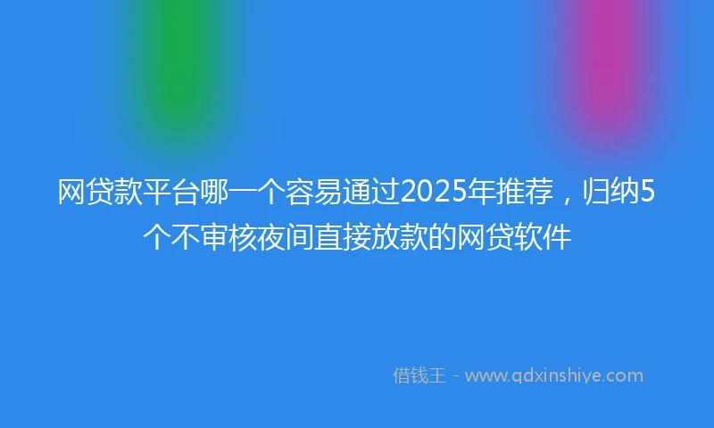 网贷款平台哪一个容易通过2025年推荐，归纳5个不审核夜间直接放款的网贷软件